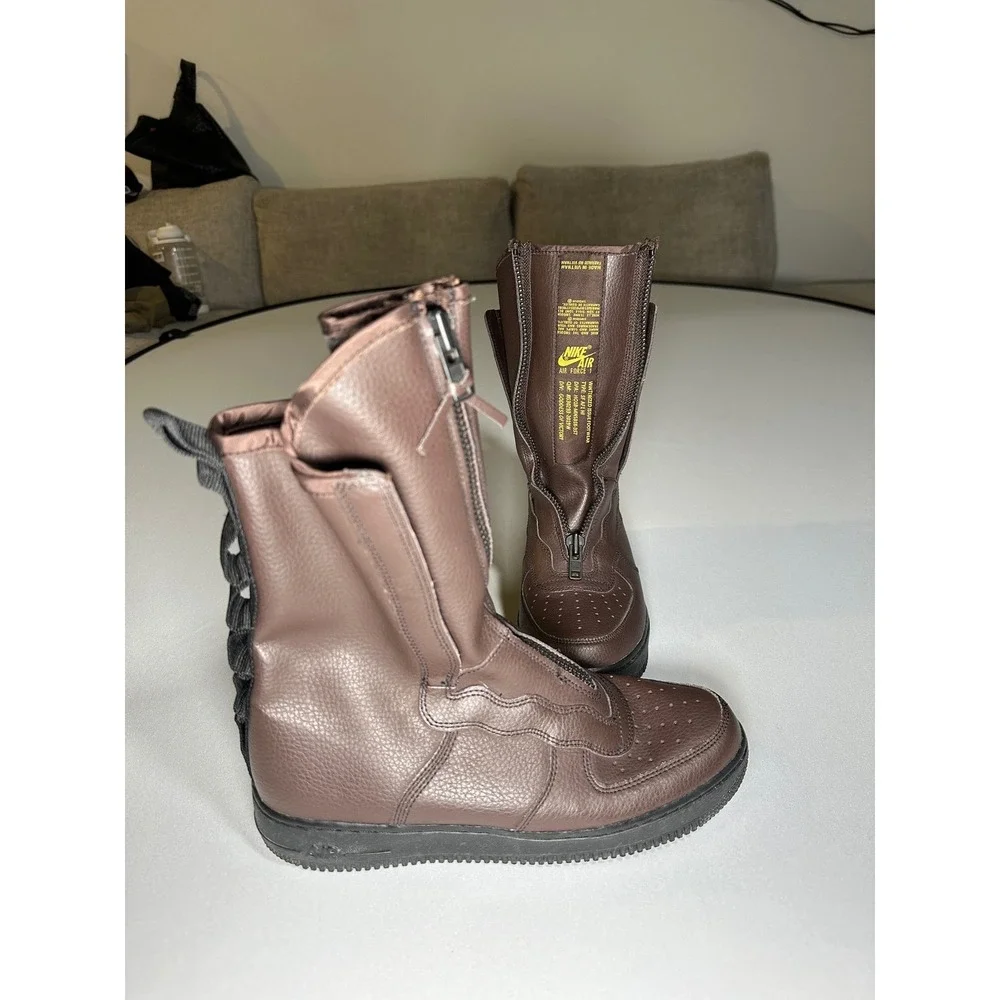 US 9 Nike SF Air Force 1‎ Hi Winter Boots Baroque Brown Mens AA1128-204 No Laces